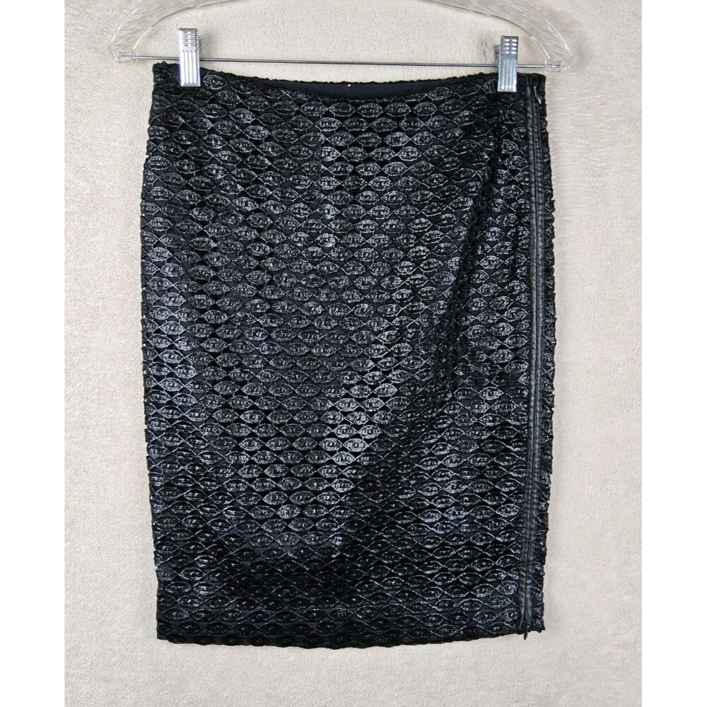 Diane Von Furstenberg Women's Side Zip Lined Black Straight Skirt Size 0